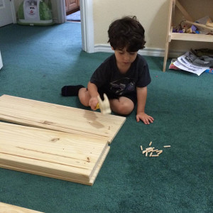 LP helping to build his dresser