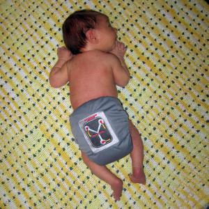 Nerdbaby celebrating Back to the Future Day. Diaper from Seams Geeky.