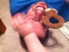 Daddy's got the owl rattle.